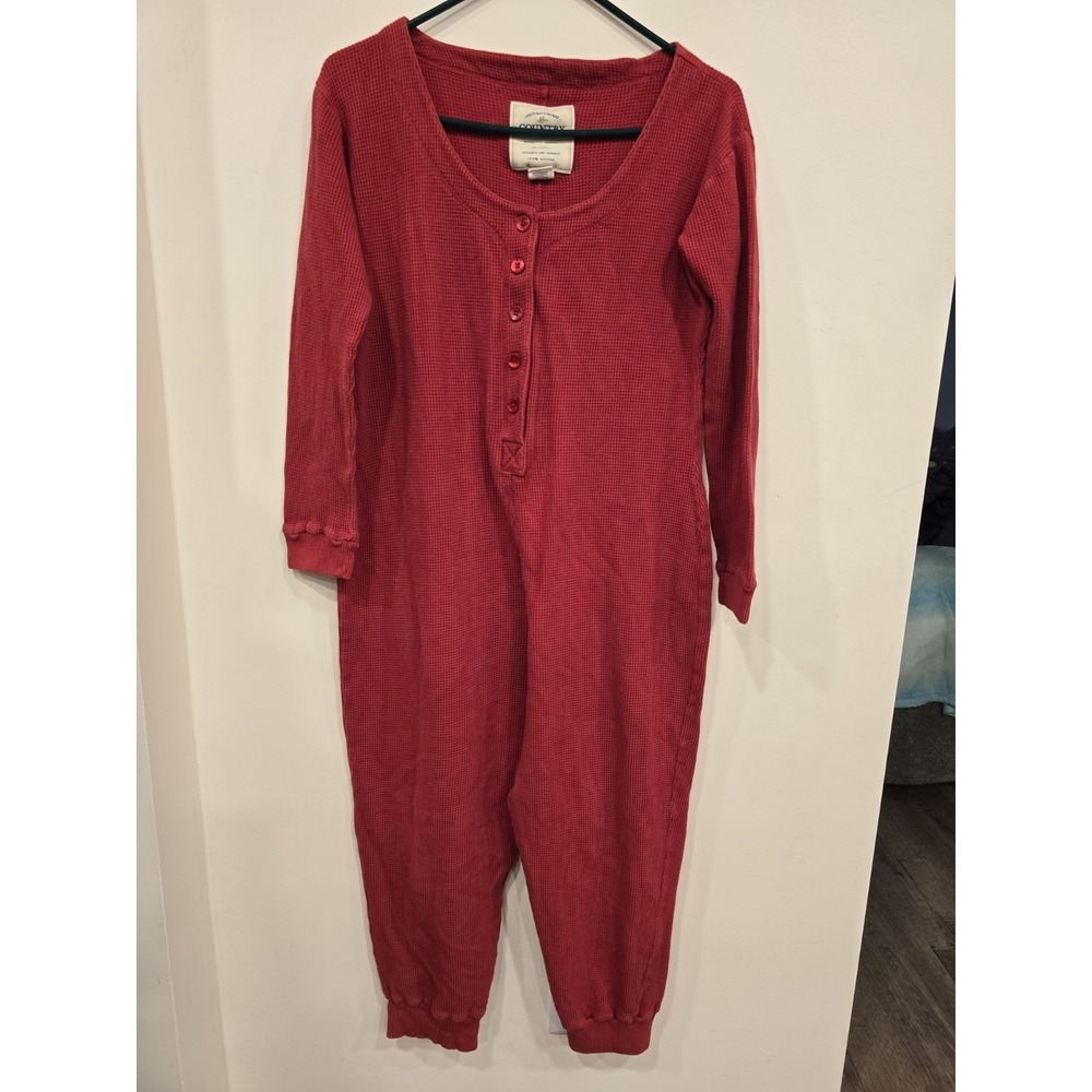 Victoria's Secret Country Thermal Pajama One-Piece Longjohn Women Sz Medium‎ Red